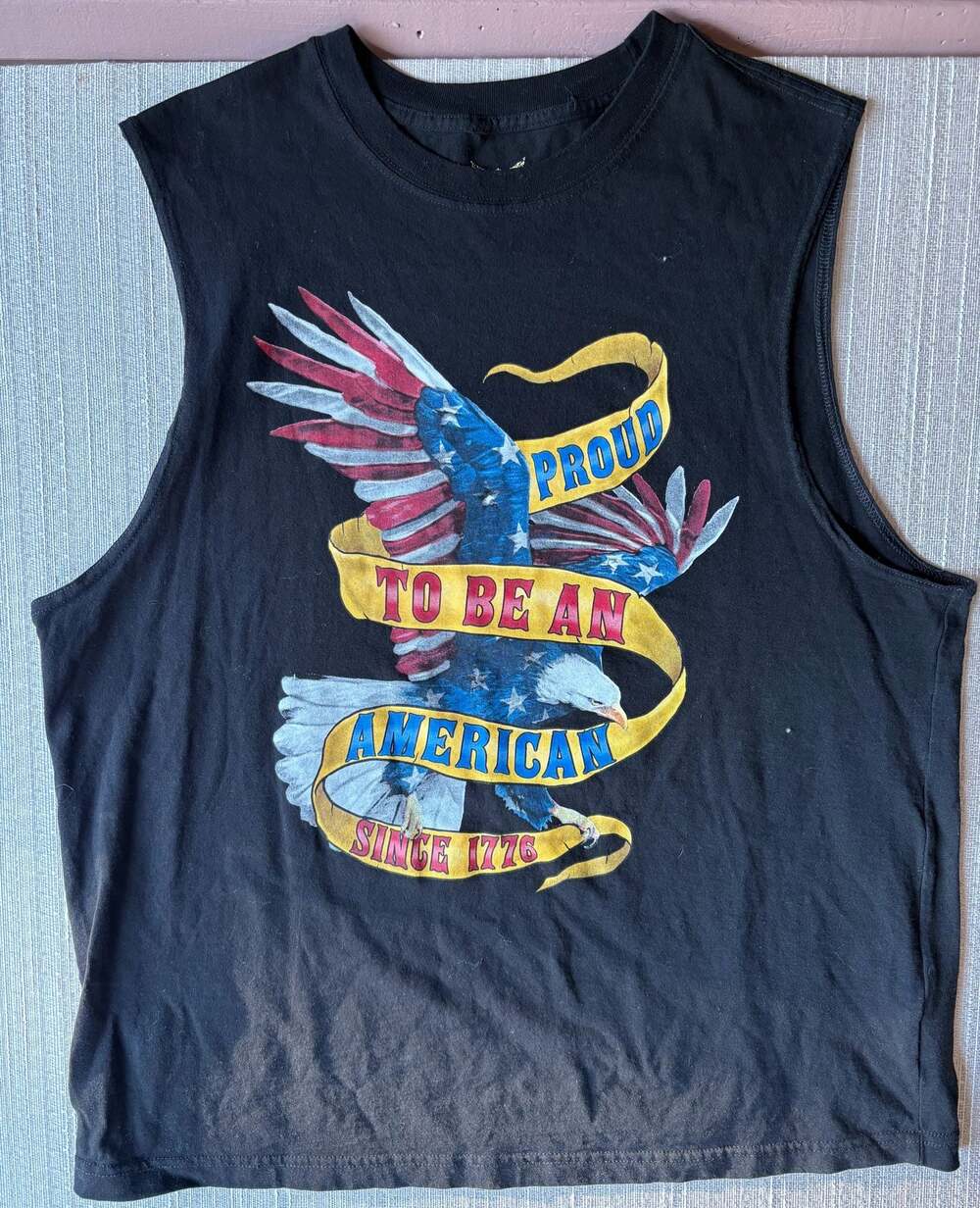 Faded Glory Proud To Be An American Eagle Graphic Muscle Tank Top